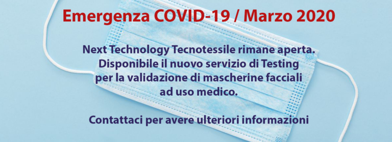 Nuovo servizio di Testing per la validazione di mascherine facciali ad uso medico