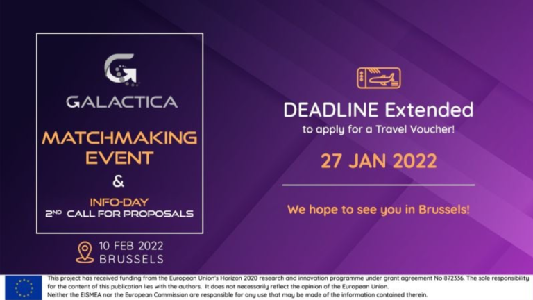 GALACTICA – Ultime ore per iscriversi e richiedere un Travel voucher di €500 per partecipare all’evento di Matchmaking che si terrà a Bruxelles il 10 Febbraio 2022