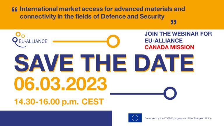 SAVE THE DATE: 06.03.2023 Webinar di presentazione EU-ALLIANCE per la missione in CANADA